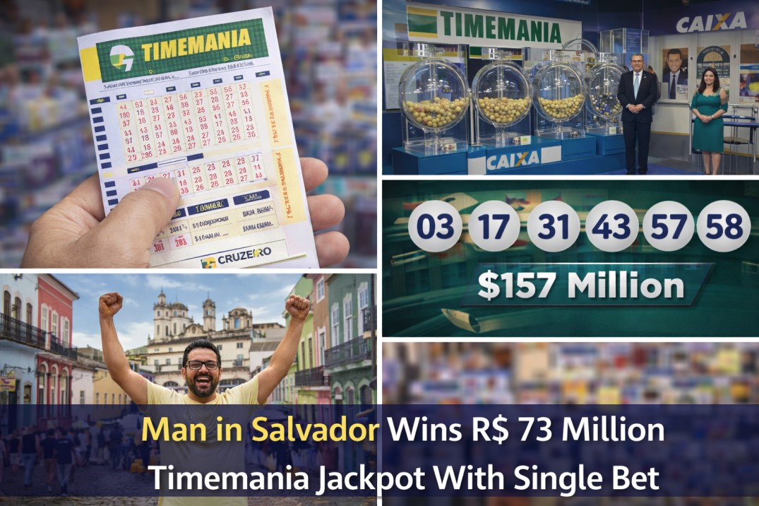Salvador Man Wins R$ 73 Million Timemania Jackpot With Single Bet
