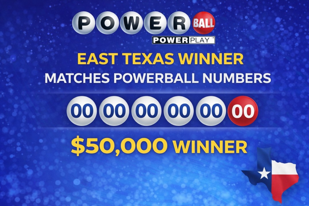 East Texas Powerball Winner Claims $50,000 Prize After Matching Four Numbers and Powerball
