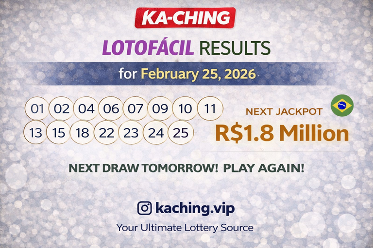 Brazil Lotofácil Draw Results for 25/02/2026: Full Winning Numbers and Prize Details