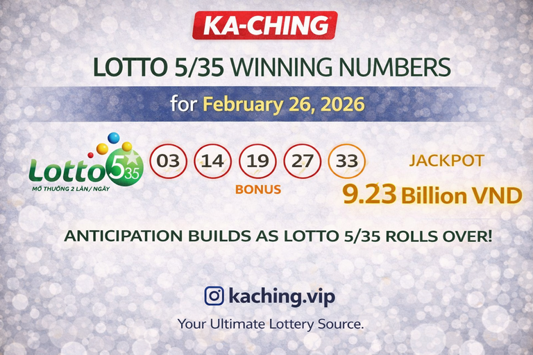 Vietnam Lotto 5/35 Results February 26: Complete Draw Results and Prize Details