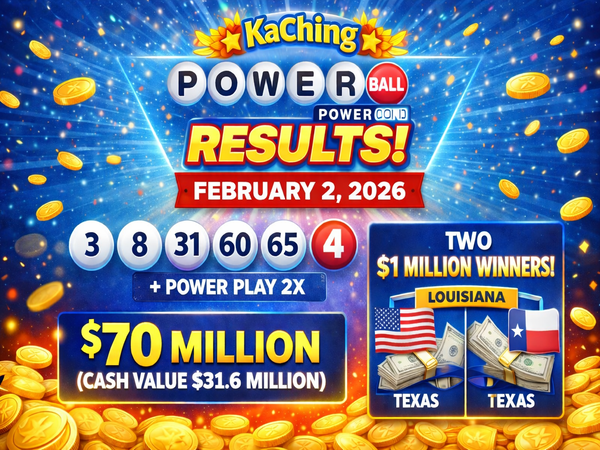 Powerball Results for February 2, 2026: Jackpot Remains Unclaimed as Two Tickets Score $1 Million