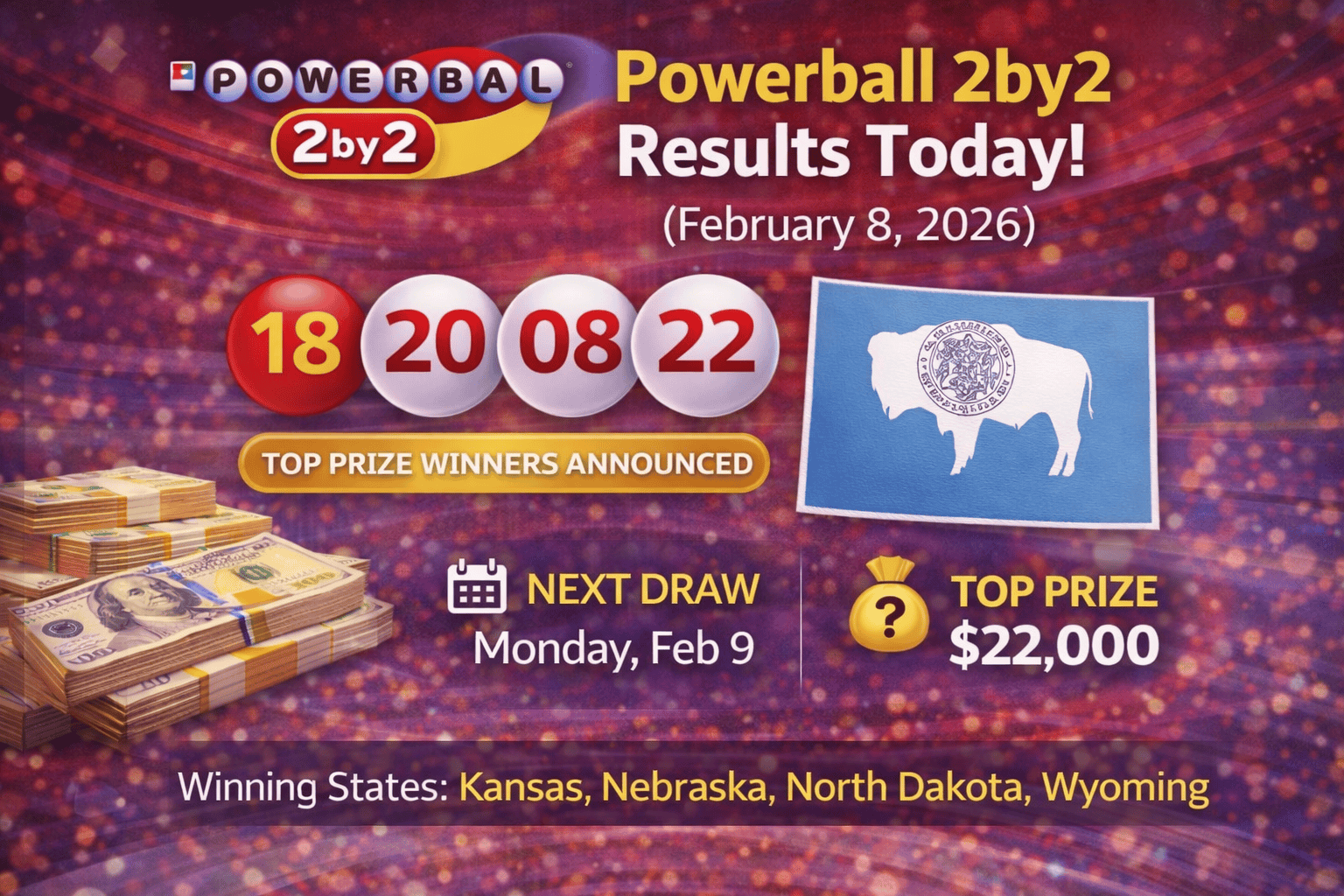 US Powerball 2by2 Lottery Draw Results – February 8, 2026 Winners Announced