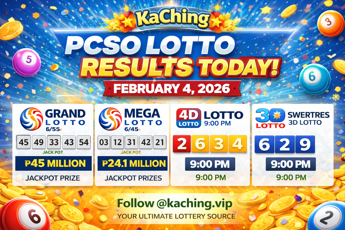 Philippines Lotto Lottery Results for February 4, 2026: PCSO Releases Official Draw Outcomes