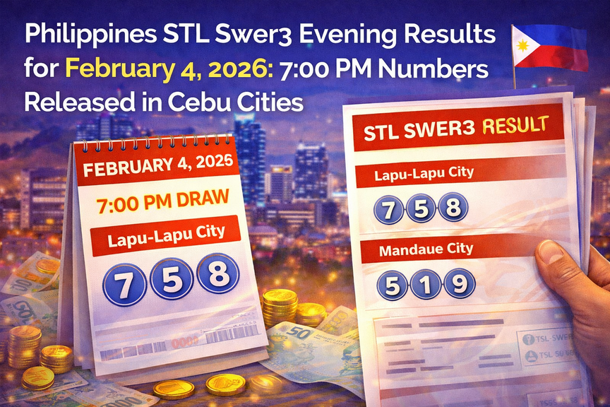 Philippines STL Swer3 Evening Results for February 4, 2026: 7:00 PM Numbers Released in Cebu Cities
