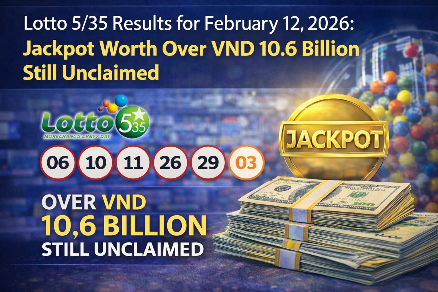 Vietnam Lotto 5/35 Lottery Results for February 12, 2026: Jackpot Worth Over VND 10.6 Billion Still Unclaimed