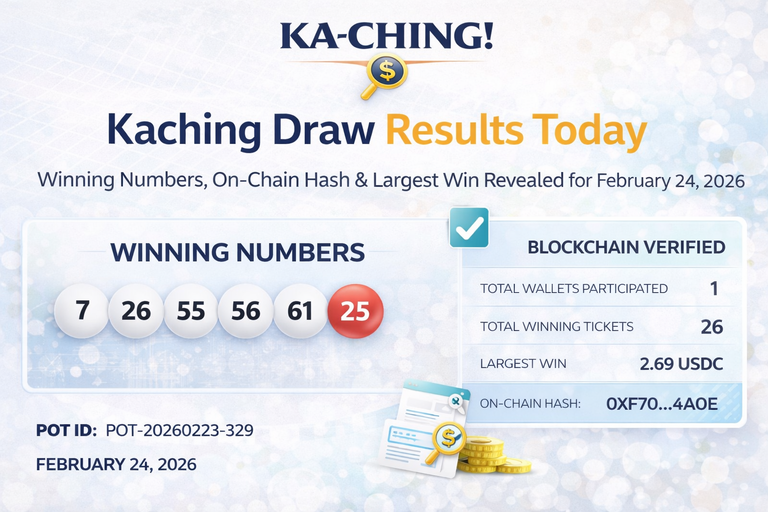 Kaching Draw Results Today: Winning Numbers and Largest Win Revealed for February 24, 2026