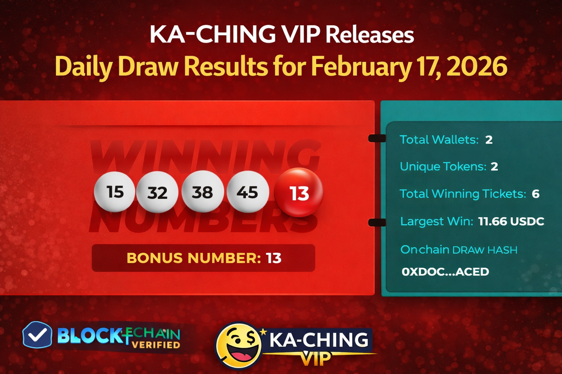 KACHING VIP Announces February 17 Draw Results With On-Chain Verification