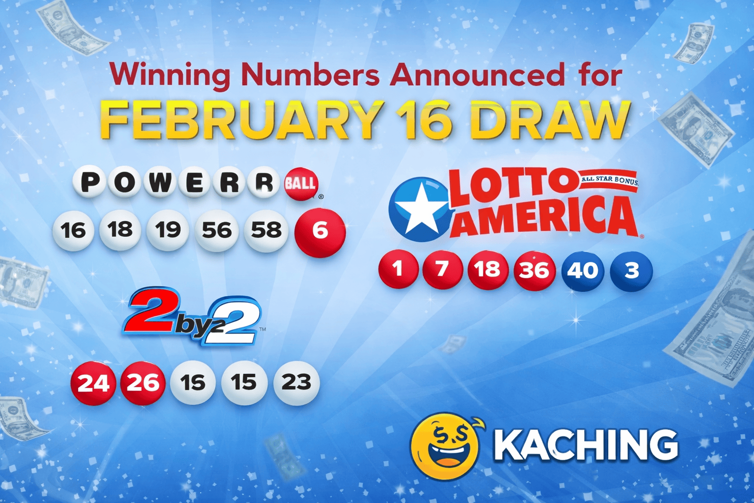Powerball Winning Numbers Announced for February 16 Draw
