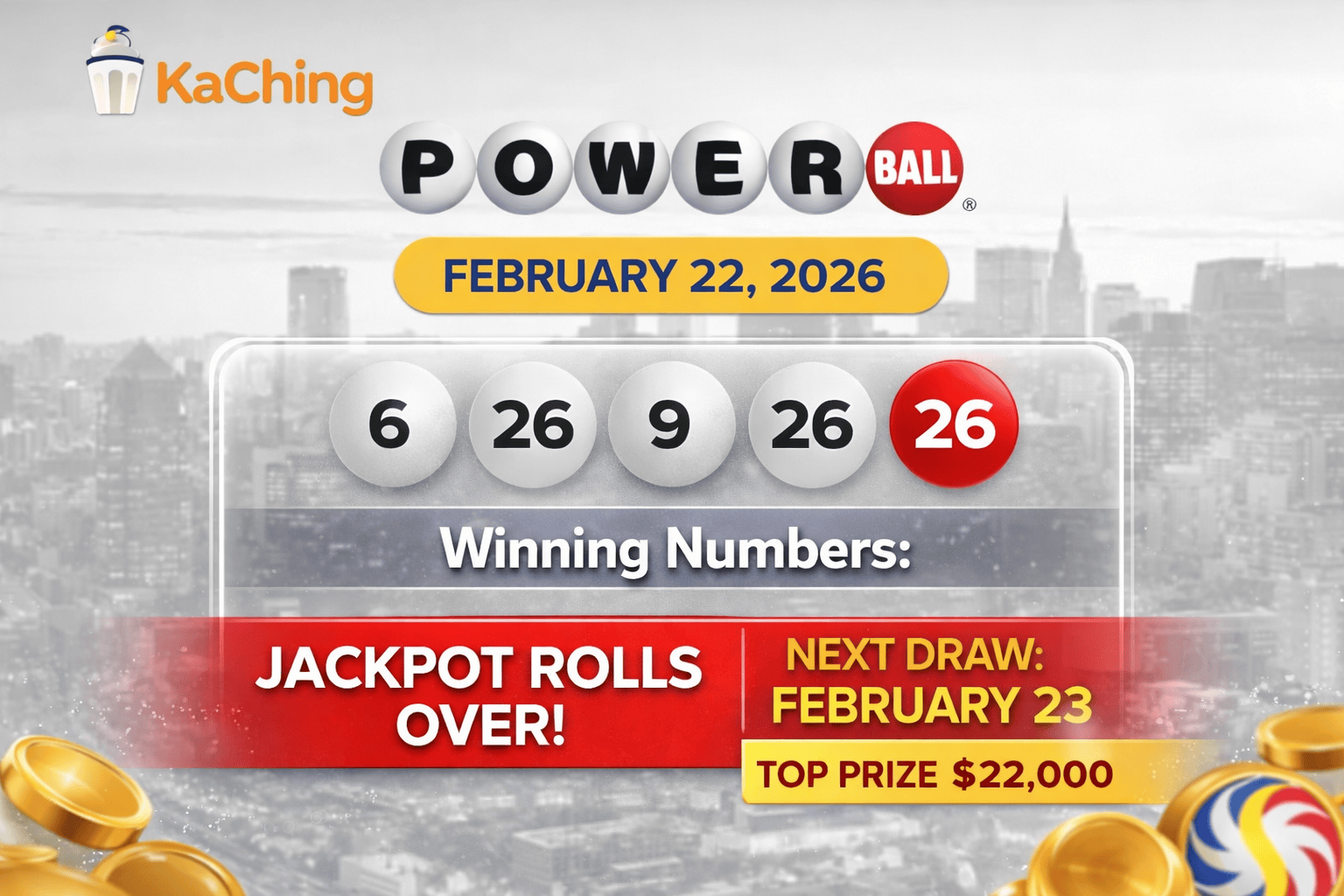 Powerball Results February 22, 2026: Winning Numbers Released as Players Look Ahead to Next Draw