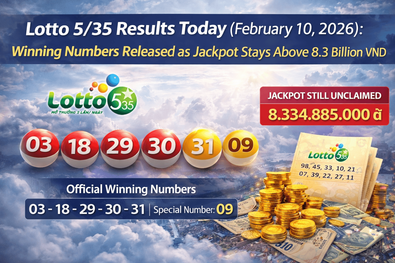 Vietnam Lotto 5/35 Lottery Results – February 10, 2026: Check Winning Numbers and Jackpot Details