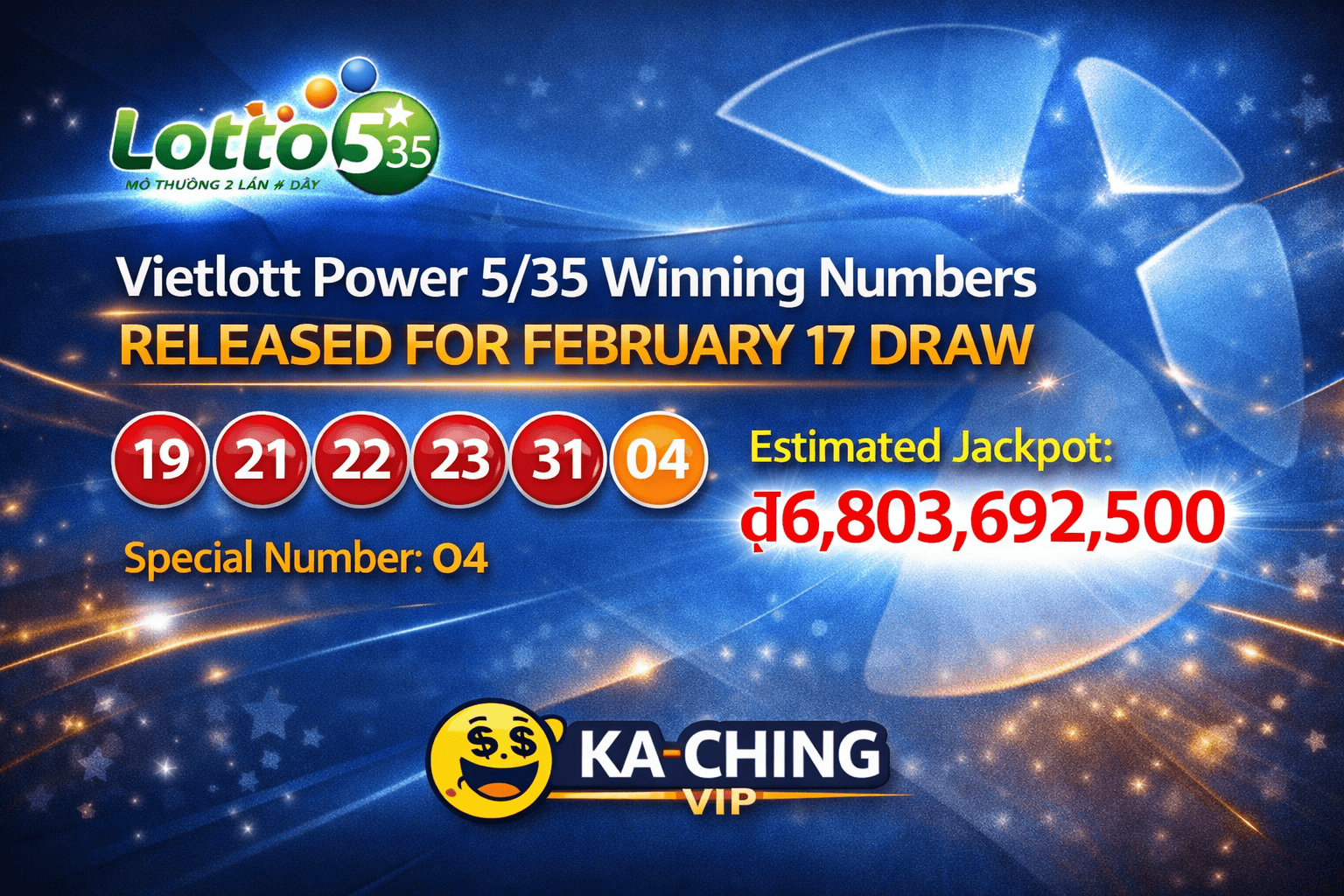 Vietnam Power 5/35 Results Announced for February 17, 2026 Vietlott Draw