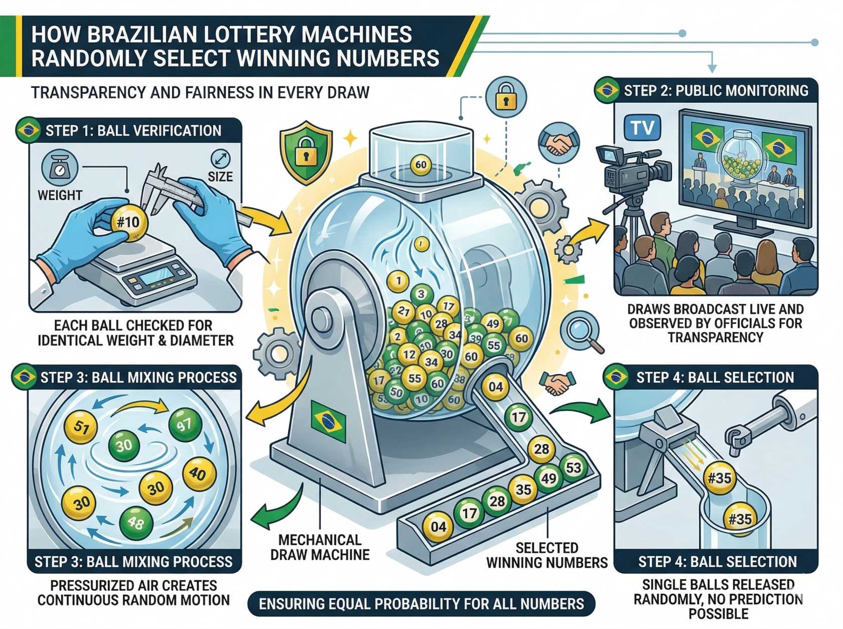 How Brazilian Lottery Machines Randomly Select Winning Numbers
