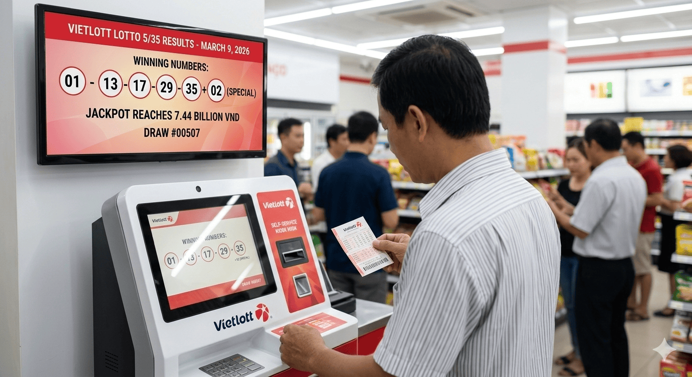 Vietlott Lotto 5/35 Results March 9, 2026: Winning Numbers Announced as Jackpot Reaches 7.44 Billion VND