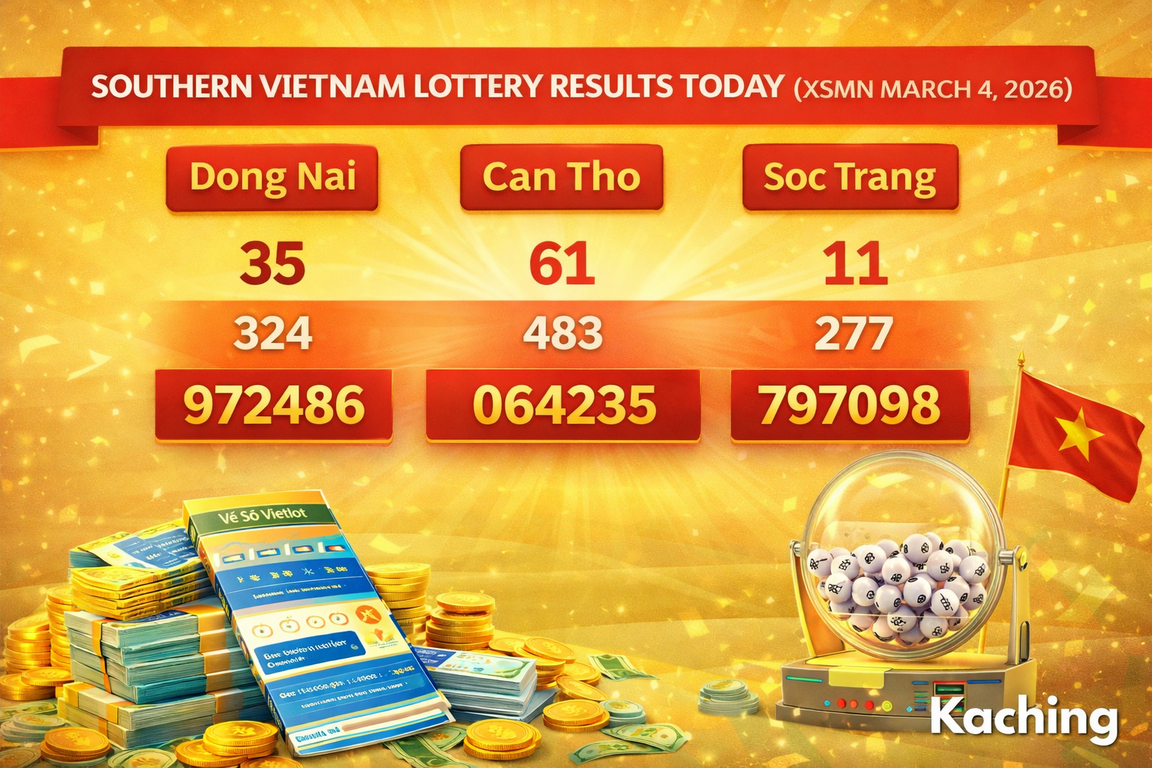 Vietnam XSMN Lottery Results Today: Check 04/03/2026 All Winning Numbers for Dong Nai, Can Tho and Soc Trang